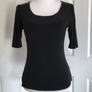 ST JOHN black caviar knit top small